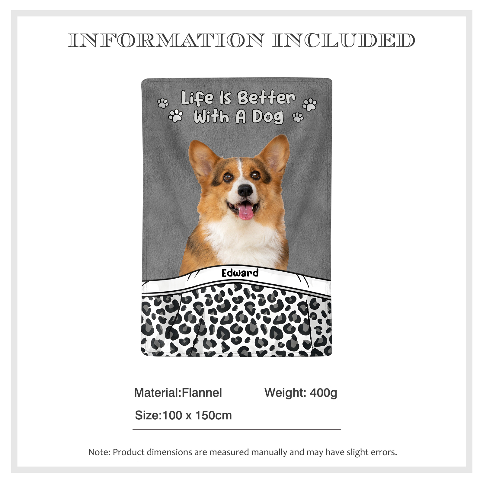 Personalised Dog Blanket with Custom Name & Photo Perfect Gift for Pet Lovers-Jessemade AU