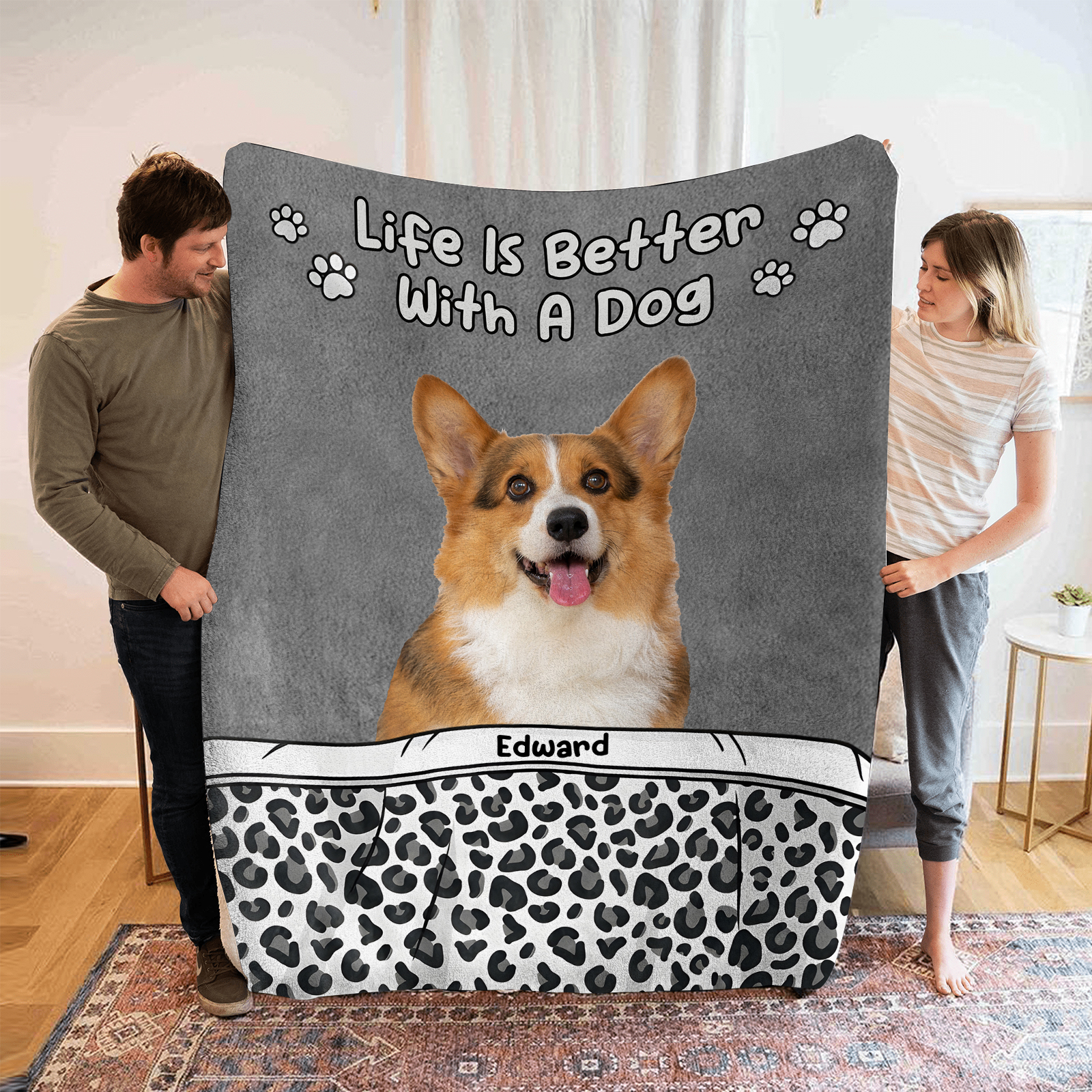 Personalised Dog Blanket with Custom Name & Photo Perfect Gift for Pet Lovers