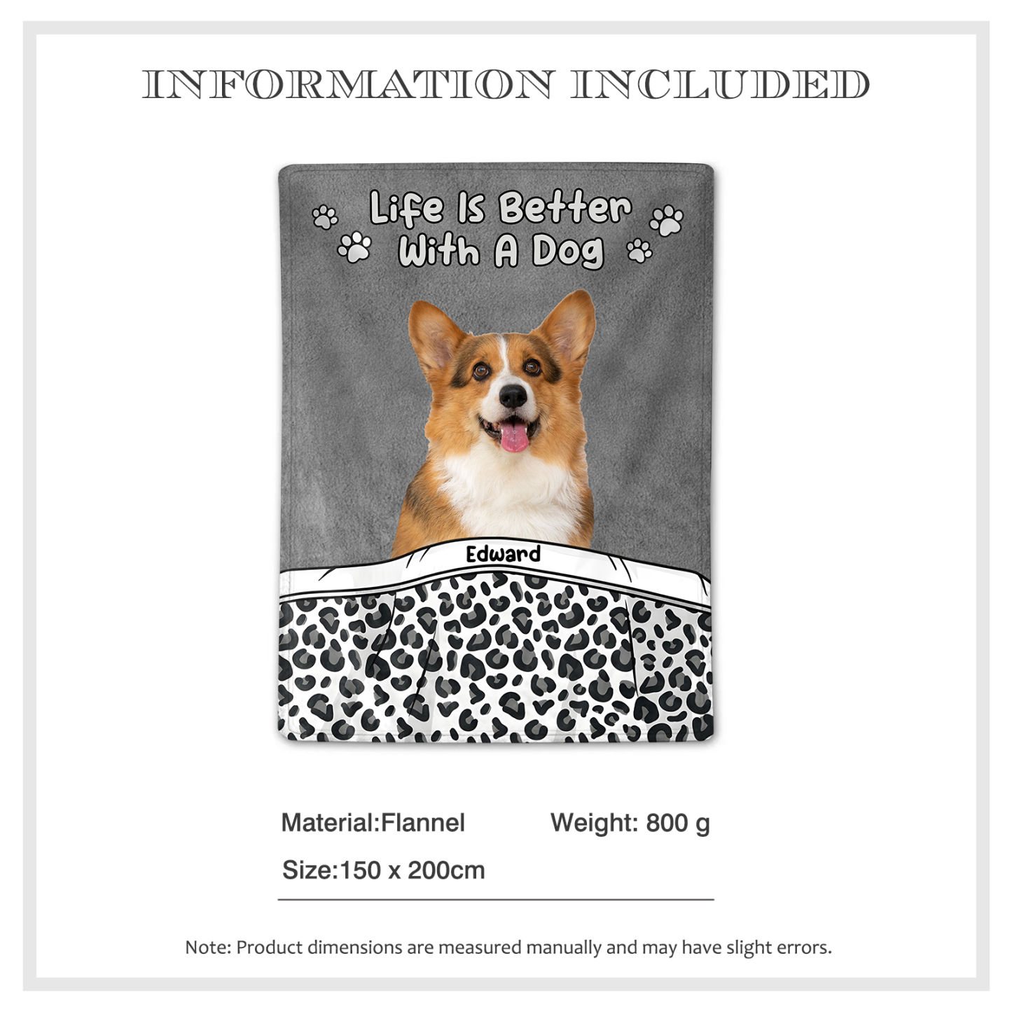 Personalised Dog Blanket with Custom Name & Photo Perfect Gift for Pet Lovers-Jessemade AU