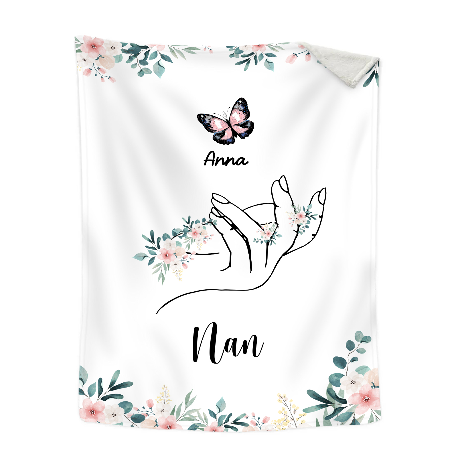Personalised Butterfly Hand Blanket Custom with 1-8 Names Gift for Grandma Nana or Family-Jessemade AU