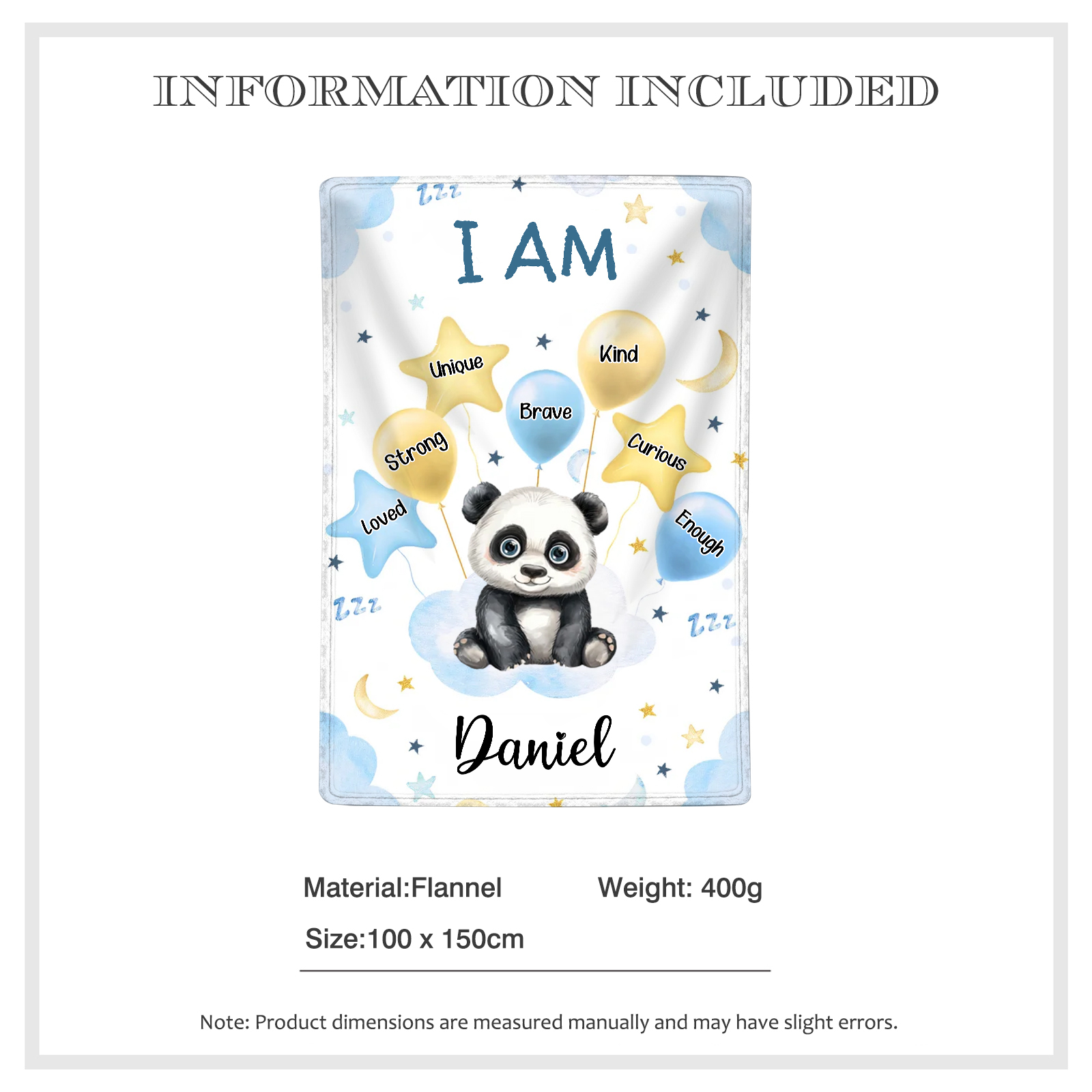 Personalised 1 Name Flannel Blanket in Pink with 10 Different Cute Animal Motifs Cuddly Kids Blanket for Girls