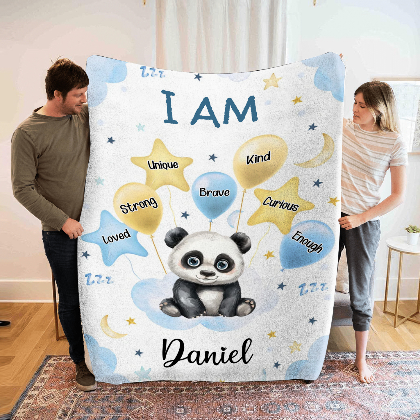 Personalised 1 Name Flannel Blanket in Pink with 10 Different Cute Animal Motifs Cuddly Kids Blanket for Girls