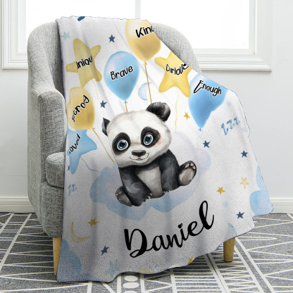 Personalised 1 Name Flannel Blanket in Pink with 10 Different Cute Animal Motifs Cuddly Kids Blanket for Girls