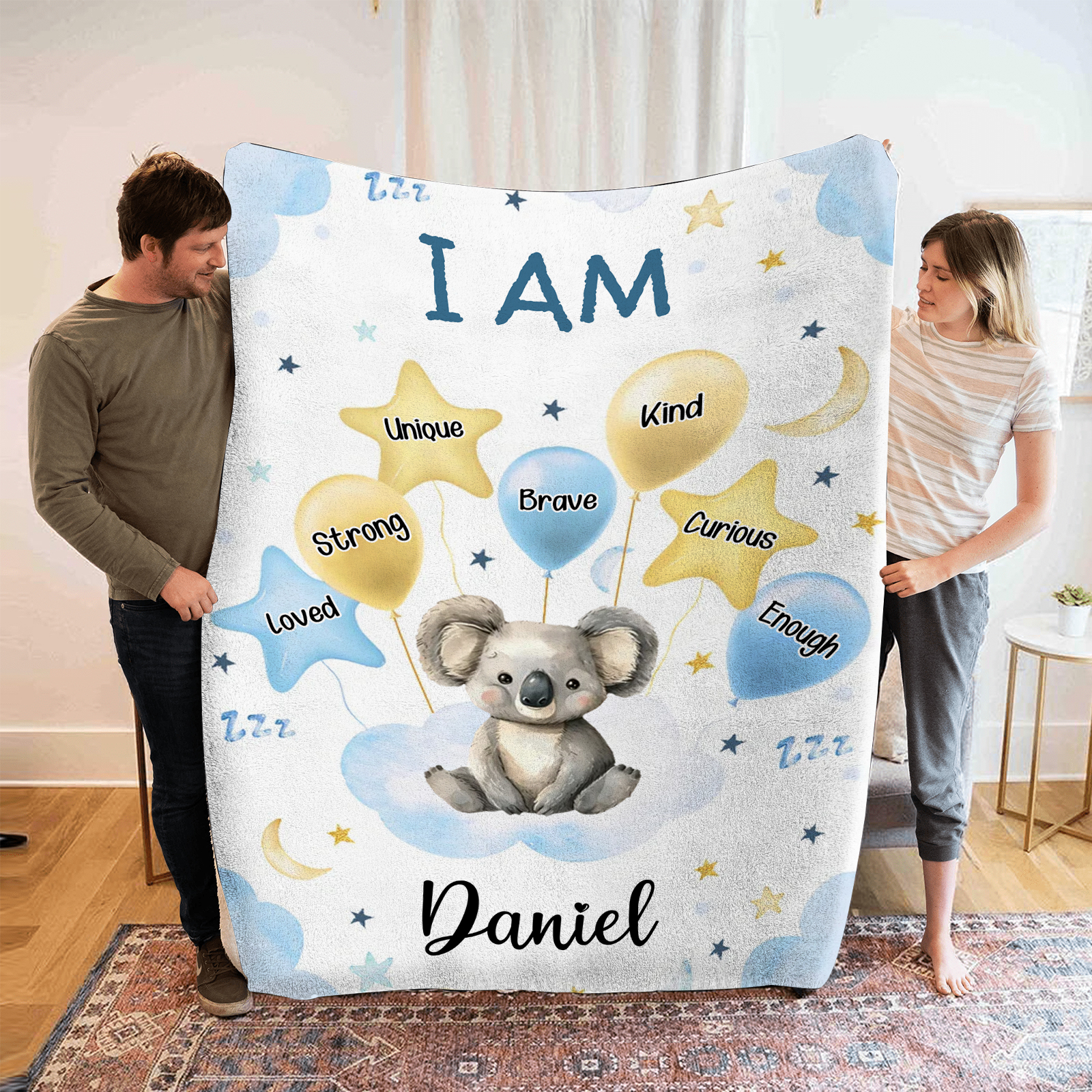 Personalised 1 Name Flannel Blanket in Pink with 10 Different Cute Animal Motifs Cuddly Kids Blanket for Girls