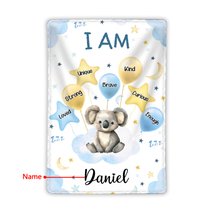 Personalised 1 Name Flannel Blanket in Pink with 10 Different Cute Animal Motifs Cuddly Kids Blanket for Girls