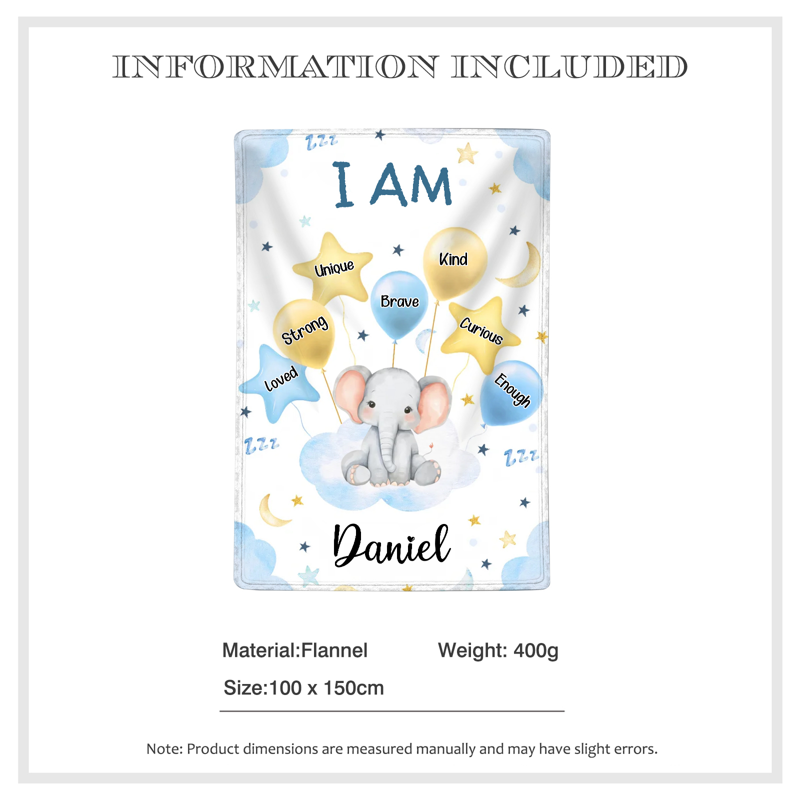 Personalised 1 Name Flannel Blanket in Pink with 10 Different Cute Animal Motifs Cuddly Kids Blanket for Girls