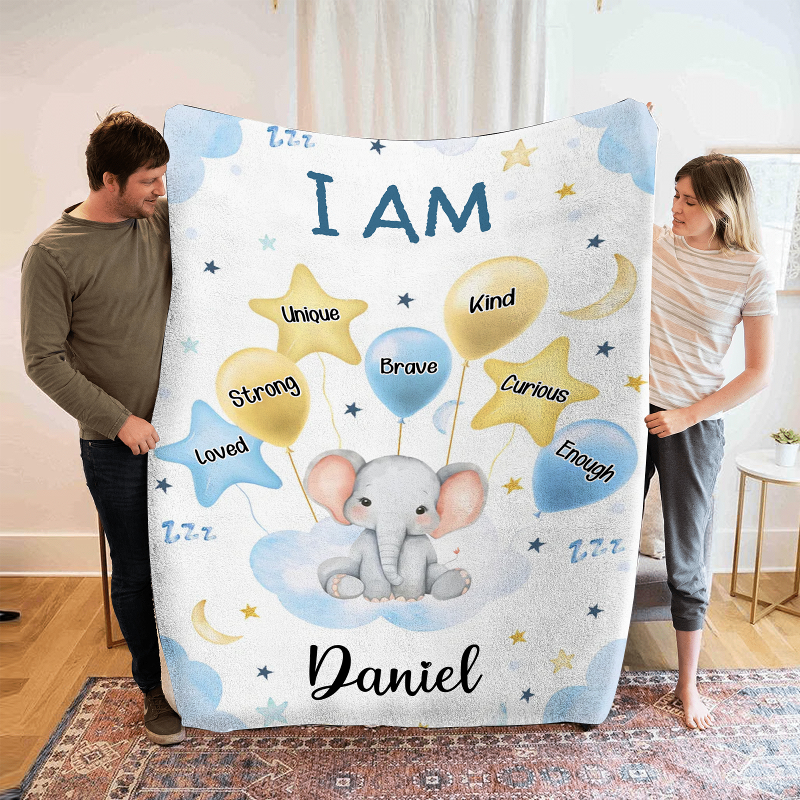 Personalised 1 Name Flannel Blanket in Pink with 10 Different Cute Animal Motifs Cuddly Kids Blanket for Girls