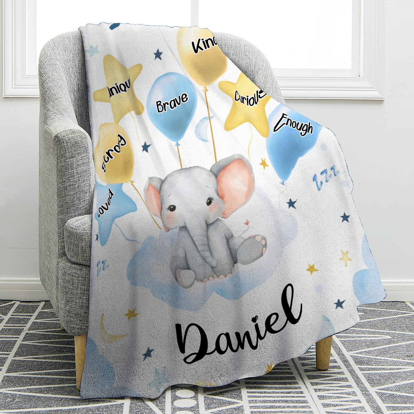 Personalised 1 Name Flannel Blanket in Pink with 10 Different Cute Animal Motifs Cuddly Kids Blanket for Girls