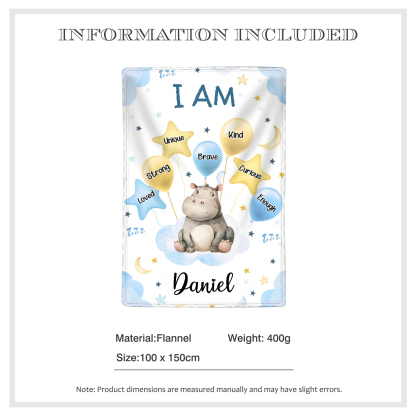 Personalised 1 Name Flannel Blanket in Pink with 10 Different Cute Animal Motifs Cuddly Kids Blanket for Girls