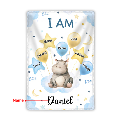 Personalised 1 Name Flannel Blanket in Pink with 10 Different Cute Animal Motifs Cuddly Kids Blanket for Girls