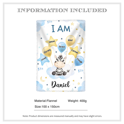 Personalised 1 Name Flannel Blanket in Pink with 10 Different Cute Animal Motifs Cuddly Kids Blanket for Girls