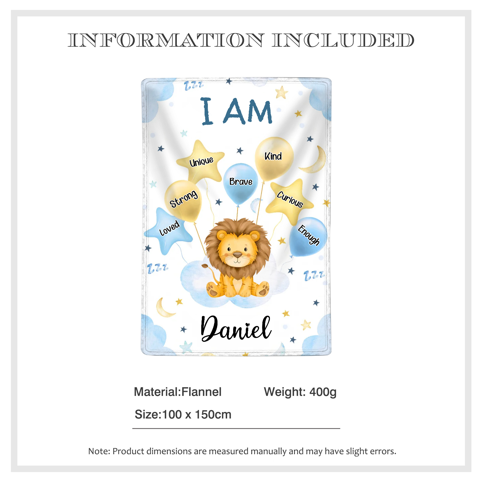 Personalised 1 Name Flannel Blanket in Pink with 10 Different Cute Animal Motifs Cuddly Kids Blanket for Girls