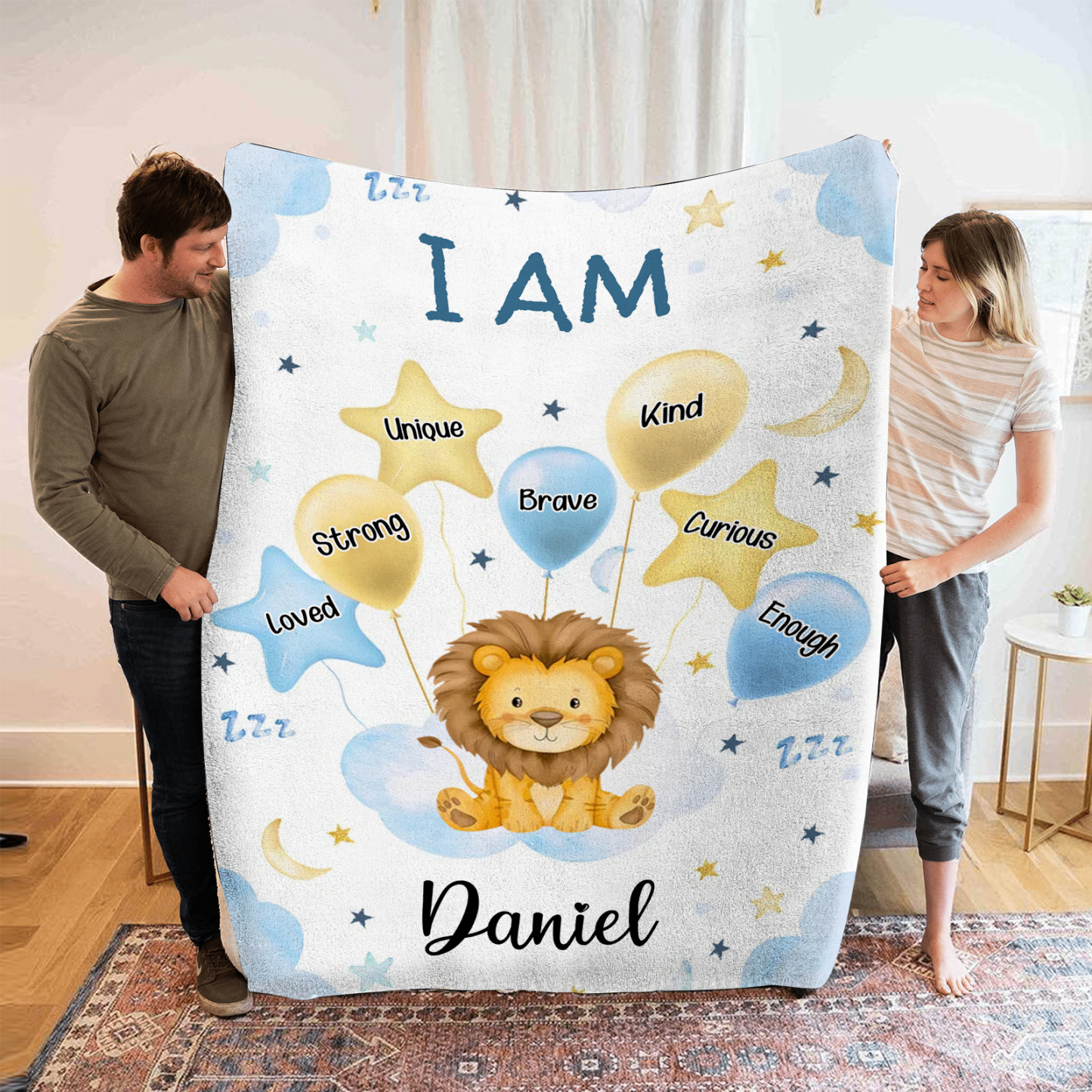 Personalised 1 Name Flannel Blanket in Pink with 10 Different Cute Animal Motifs Cuddly Kids Blanket for Girls