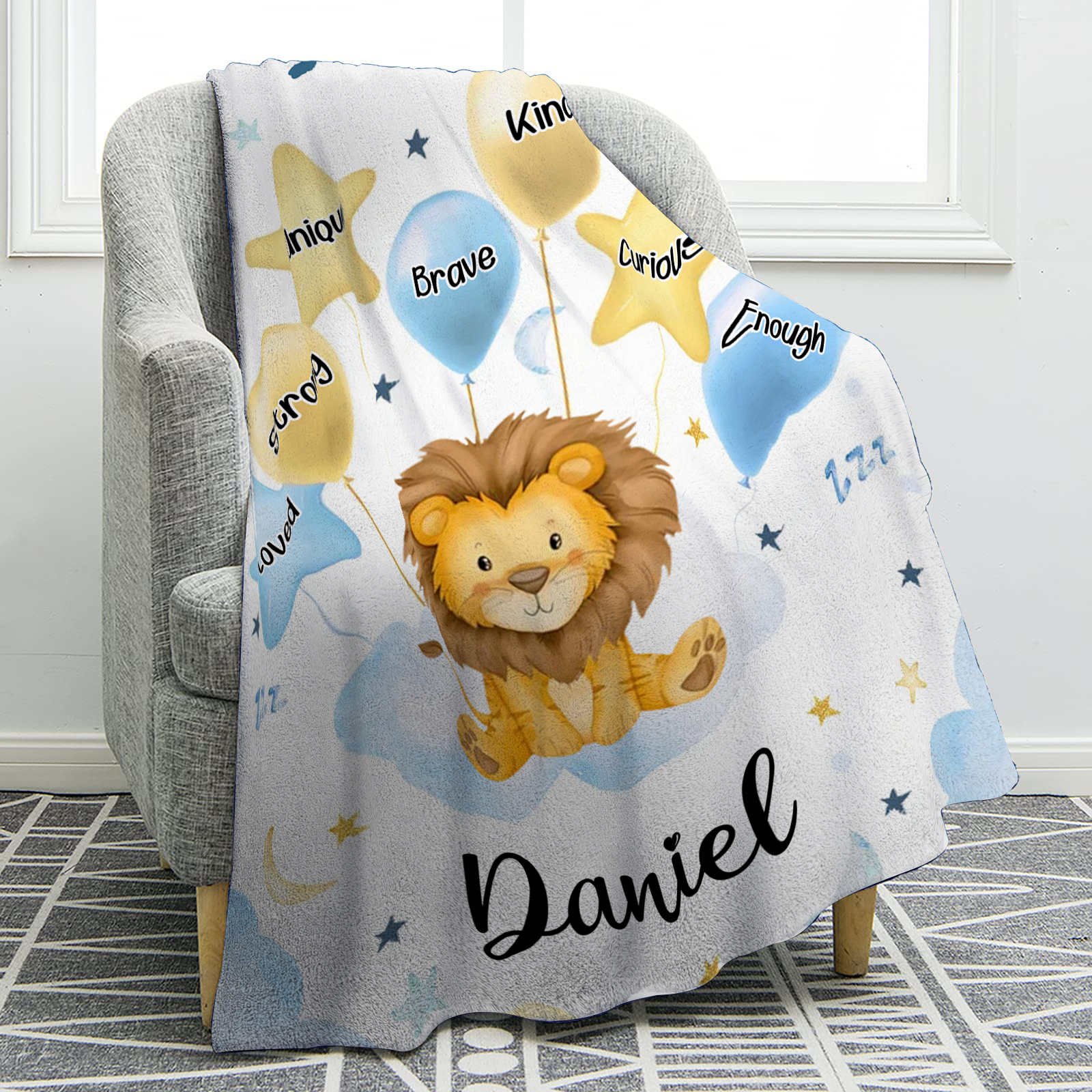 Personalised 1 Name Flannel Blanket in Pink with 10 Different Cute Animal Motifs Cuddly Kids Blanket for Girls