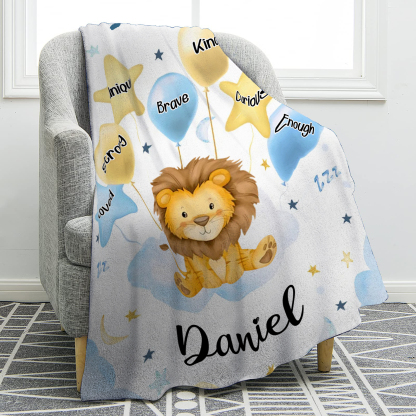 Personalised 1 Name Flannel Blanket in Pink with 10 Different Cute Animal Motifs Cuddly Kids Blanket for Girls