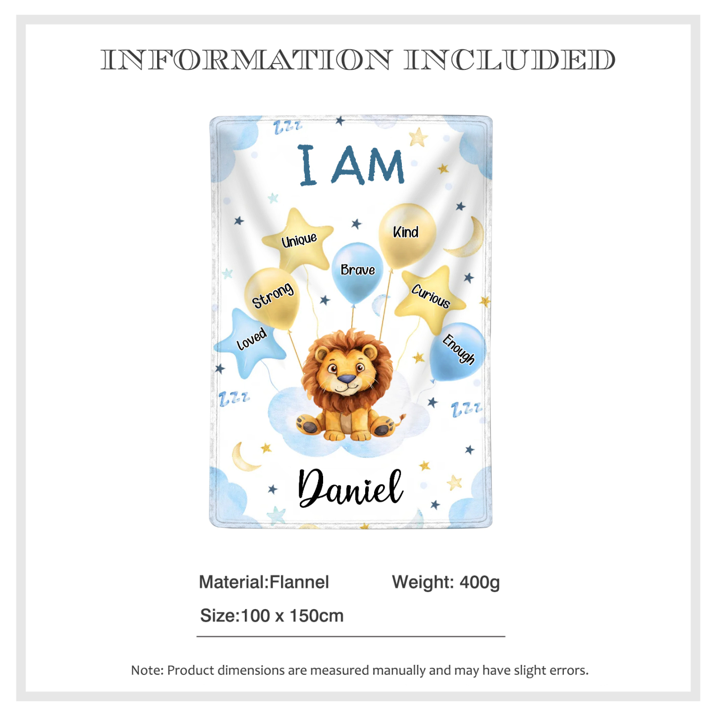 Personalised 1 Name Flannel Blanket in Pink with 10 Different Cute Animal Motifs Cuddly Kids Blanket for Girls