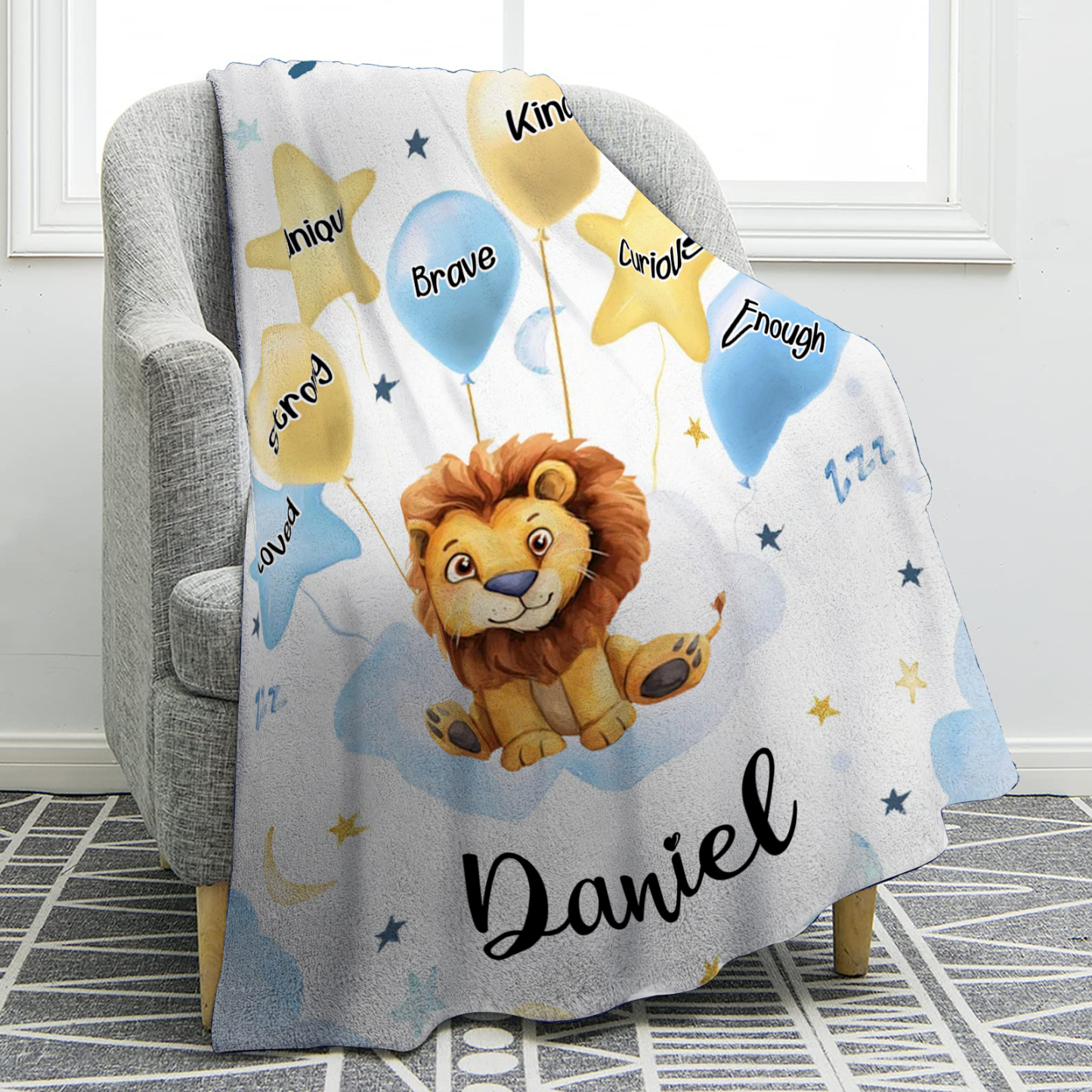 Personalised 1 Name Flannel Blanket in Pink with 10 Different Cute Animal Motifs Cuddly Kids Blanket for Girls