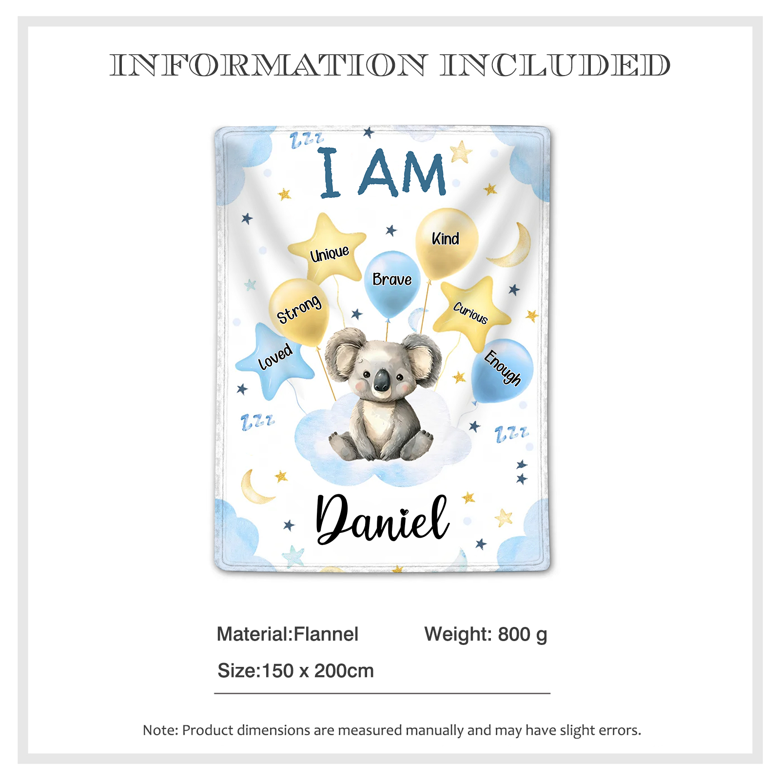 Personalised 1 Name Flannel Blanket in Pink with 10 Different Cute Animal Motifs Cuddly Kids Blanket for Girls