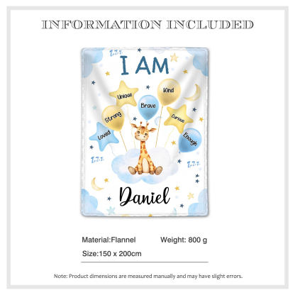 Personalised 1 Name Flannel Blanket in Pink with 10 Different Cute Animal Motifs Cuddly Kids Blanket for Girls