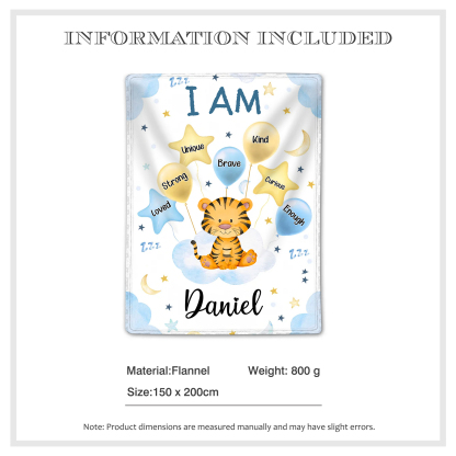 Personalised 1 Name Flannel Blanket in Pink with 10 Different Cute Animal Motifs Cuddly Kids Blanket for Girls