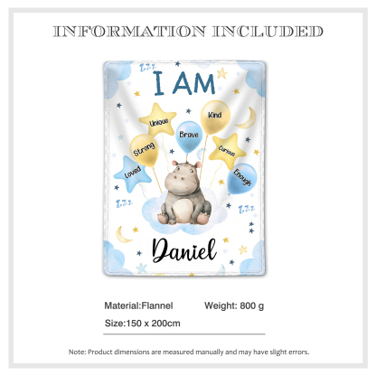 Personalised 1 Name Flannel Blanket in Pink with 10 Different Cute Animal Motifs Cuddly Kids Blanket for Girls