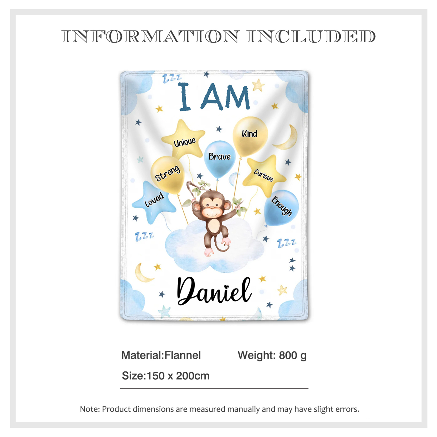 Personalised 1 Name Flannel Blanket in Pink with 10 Different Cute Animal Motifs Cuddly Kids Blanket for Girls