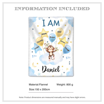 Personalised 1 Name Flannel Blanket in Pink with 10 Different Cute Animal Motifs Cuddly Kids Blanket for Girls