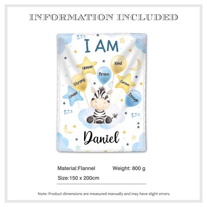 Personalised 1 Name Flannel Blanket in Pink with 10 Different Cute Animal Motifs Cuddly Kids Blanket for Girls