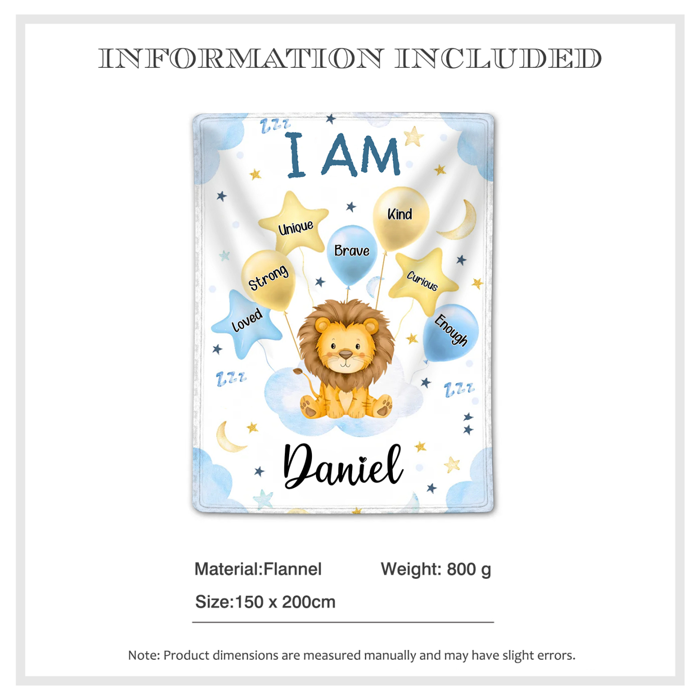 Personalised 1 Name Flannel Blanket in Pink with 10 Different Cute Animal Motifs Cuddly Kids Blanket for Girls