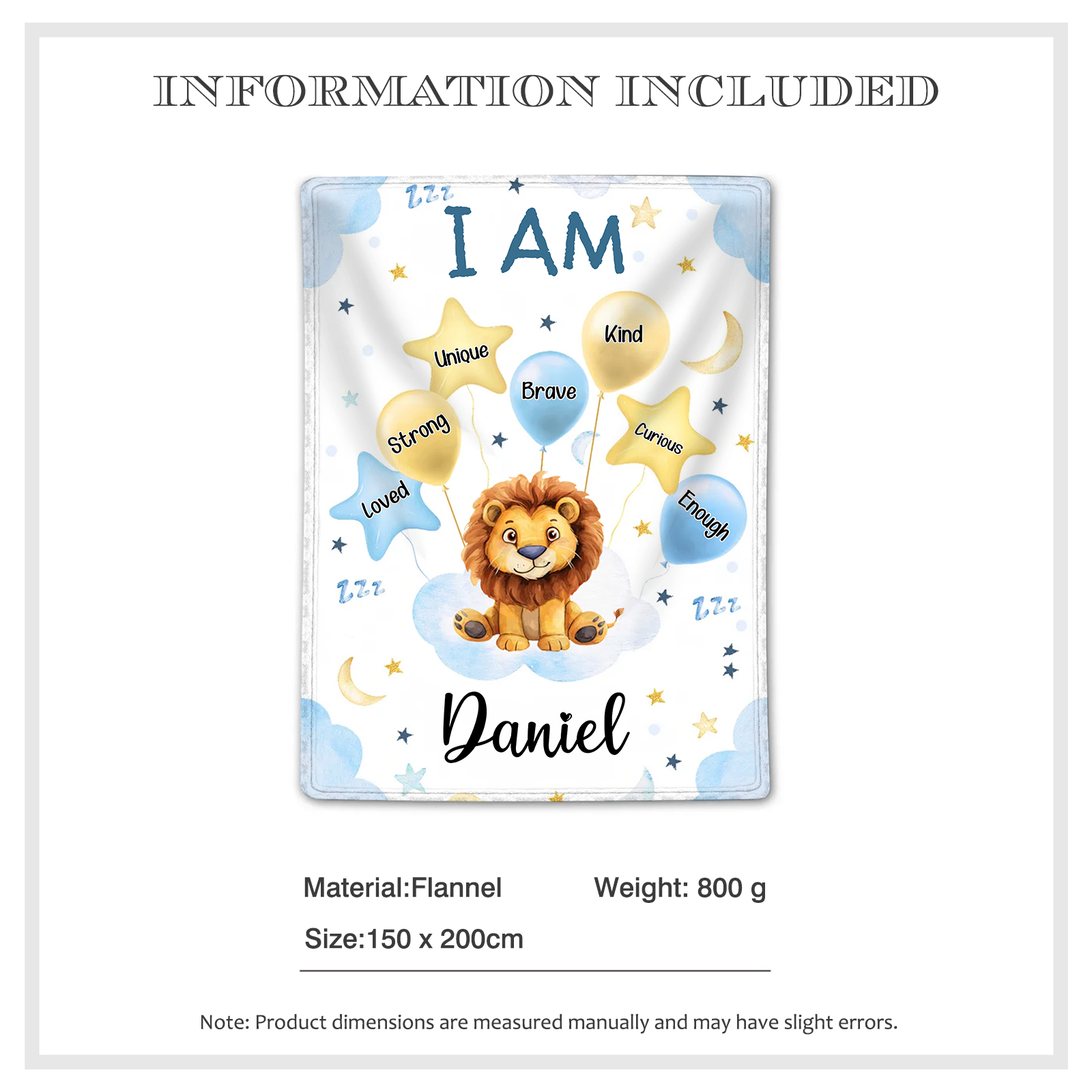 Personalised 1 Name Flannel Blanket in Pink with 10 Different Cute Animal Motifs Cuddly Kids Blanket for Girls