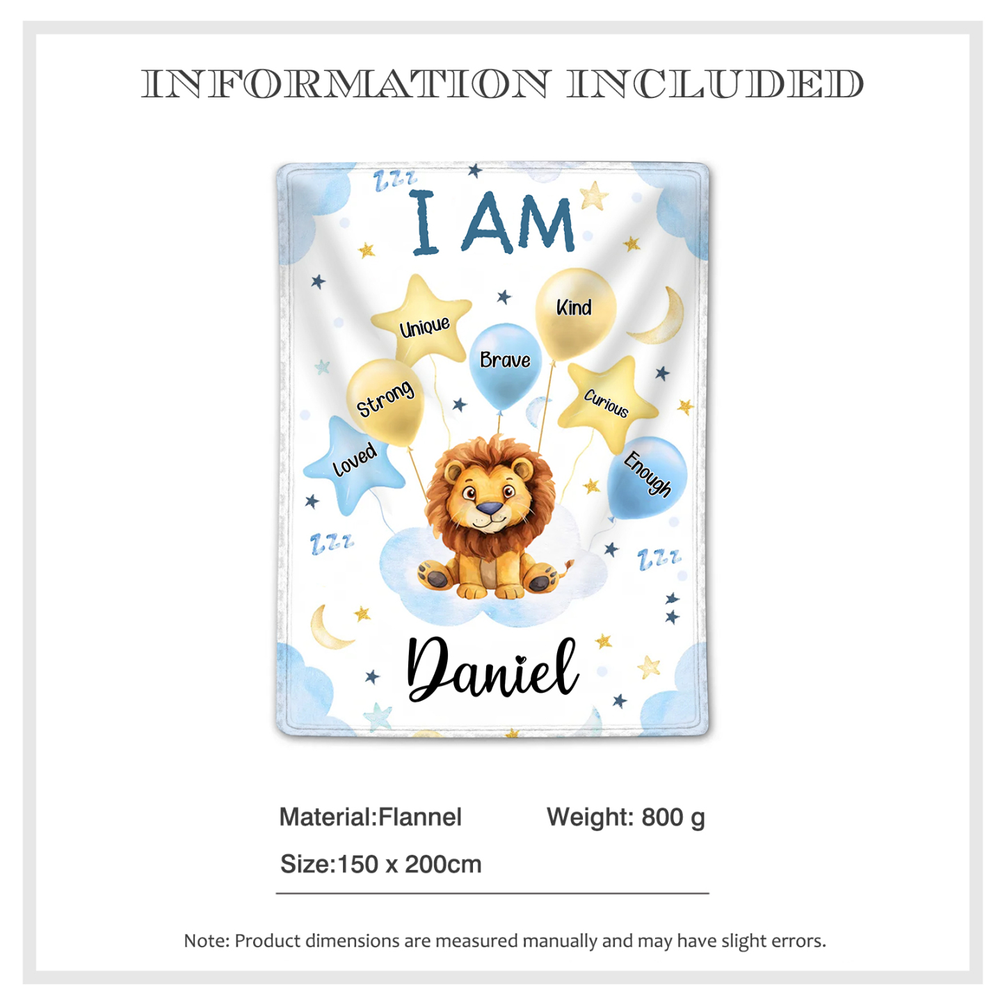 Personalised 1 Name Flannel Blanket in Pink with 10 Different Cute Animal Motifs Cuddly Kids Blanket for Girls