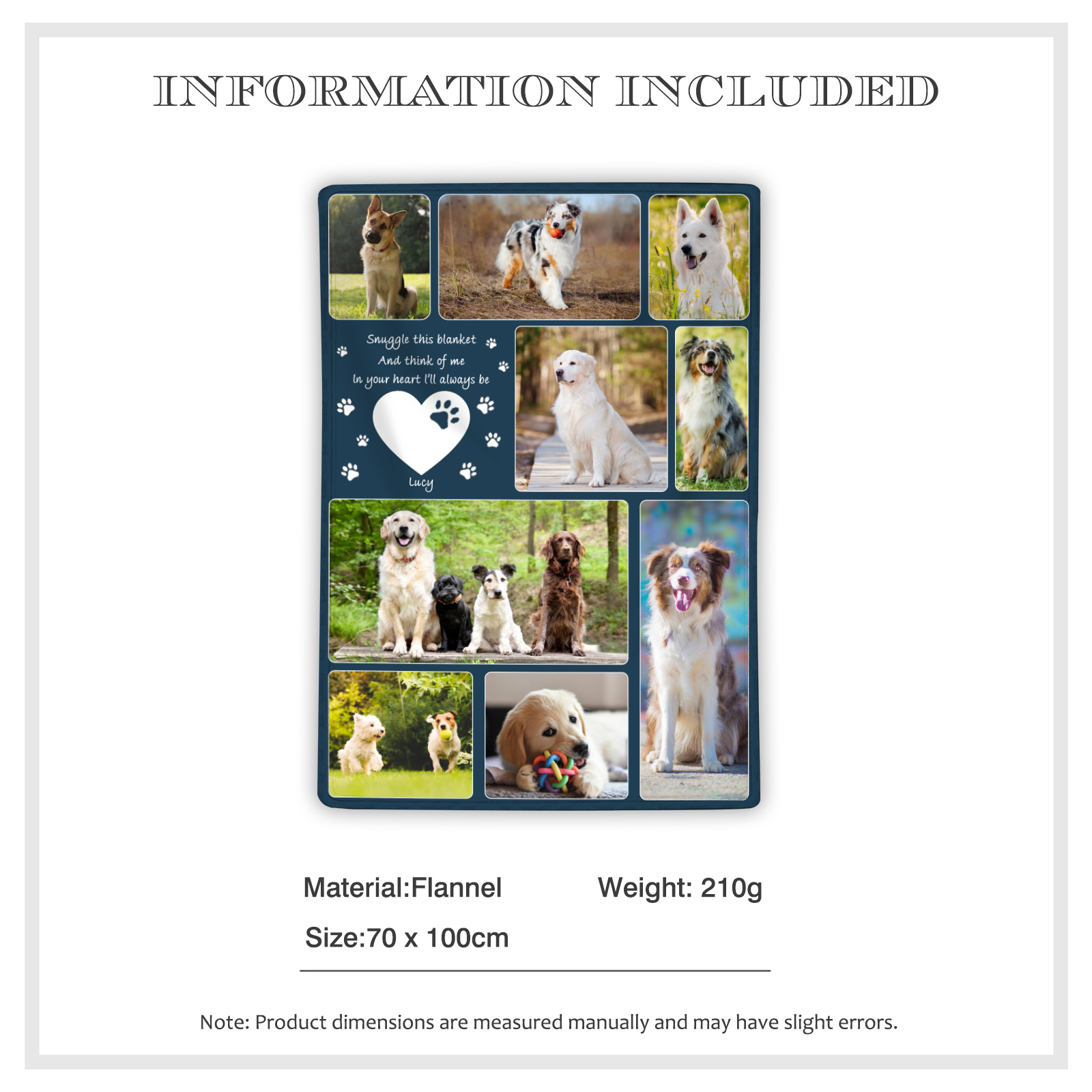 Personalised Memorial Blanket for Pets with 9 Photos & 1 Name Cherish Beloved Memories-Jessemade AU