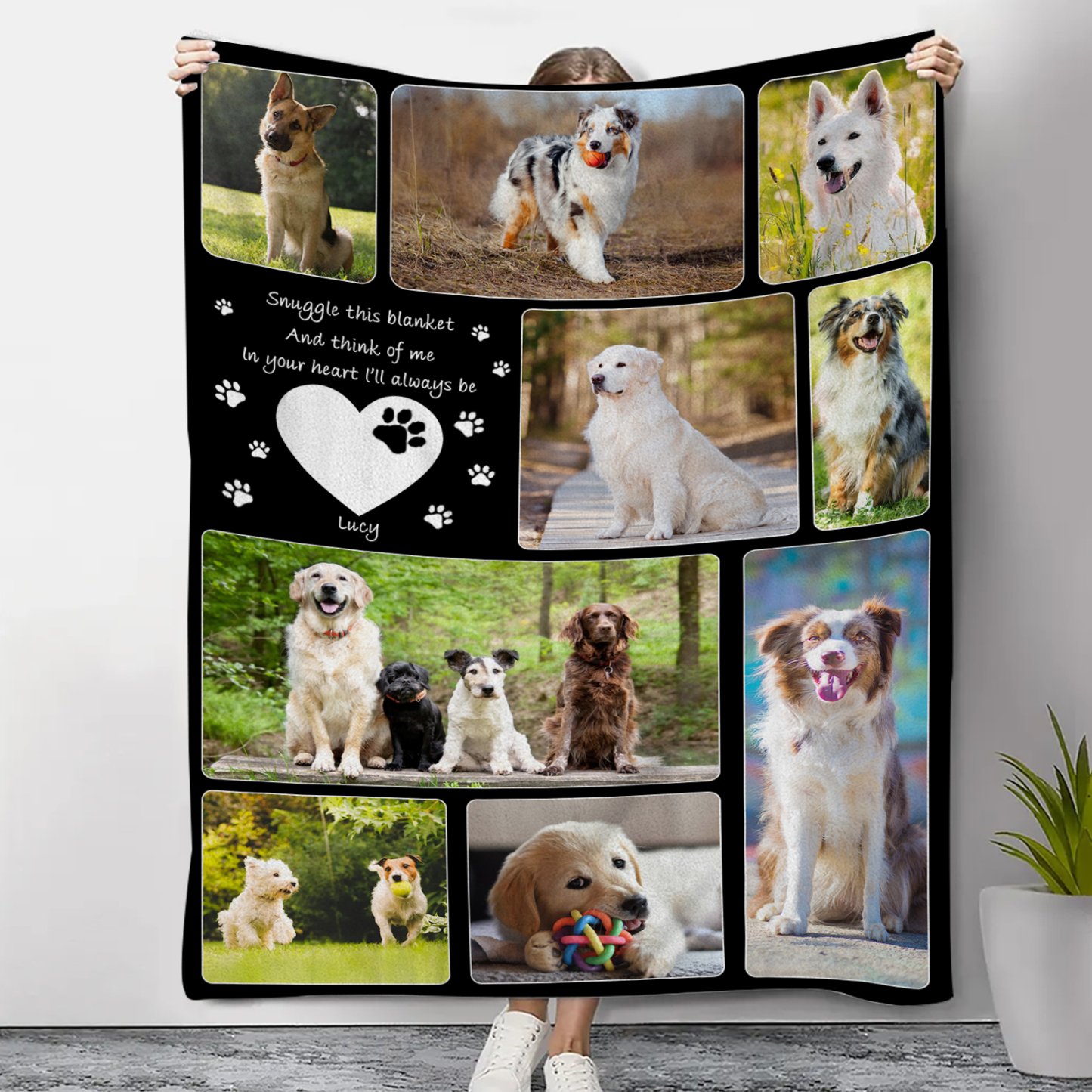 Personalised Memorial Blanket for Pets with 9 Photos & 1 Name Cherish Beloved Memories-Jessemade AU