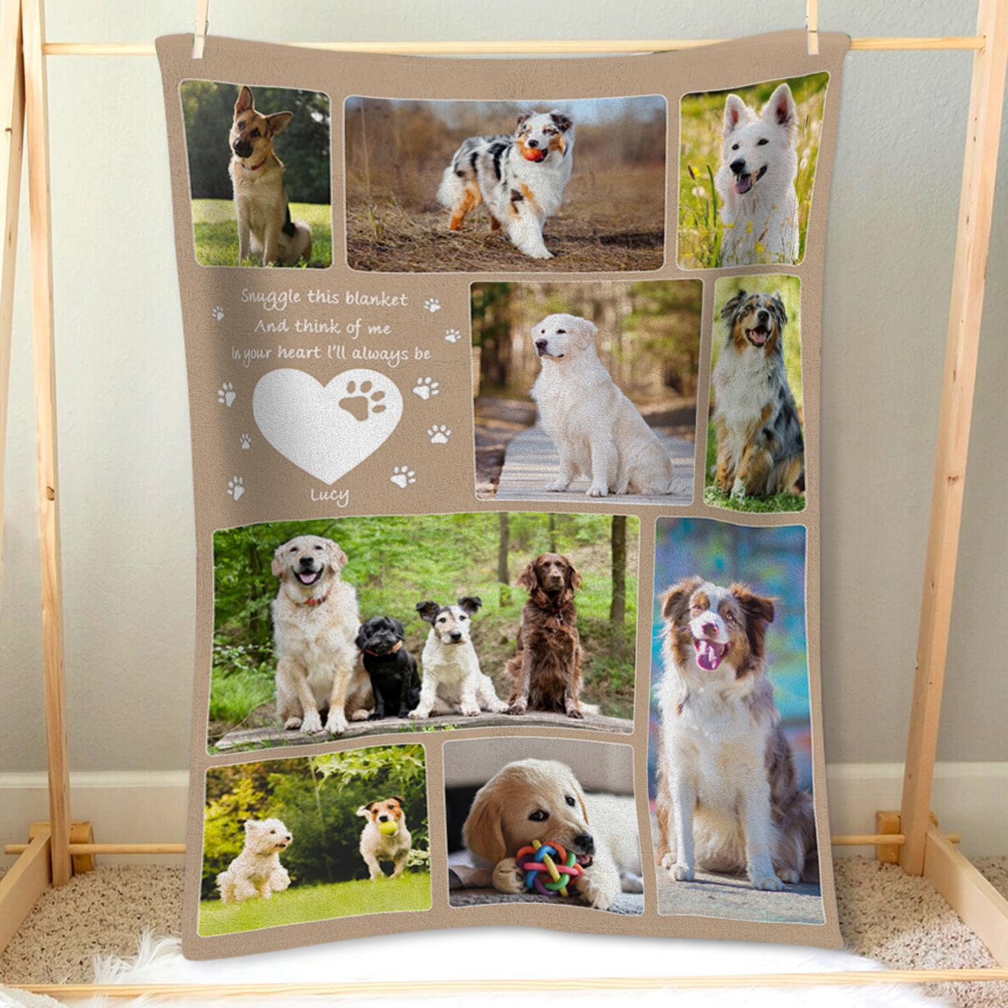 Personalised Memorial Blanket for Pets with 9 Photos & 1 Name Cherish Beloved Memories-Jessemade AU