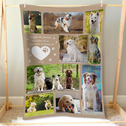 Personalised Memorial Blanket for Pets with 9 Photos & 1 Name Cherish Beloved Memories-Jessemade AU
