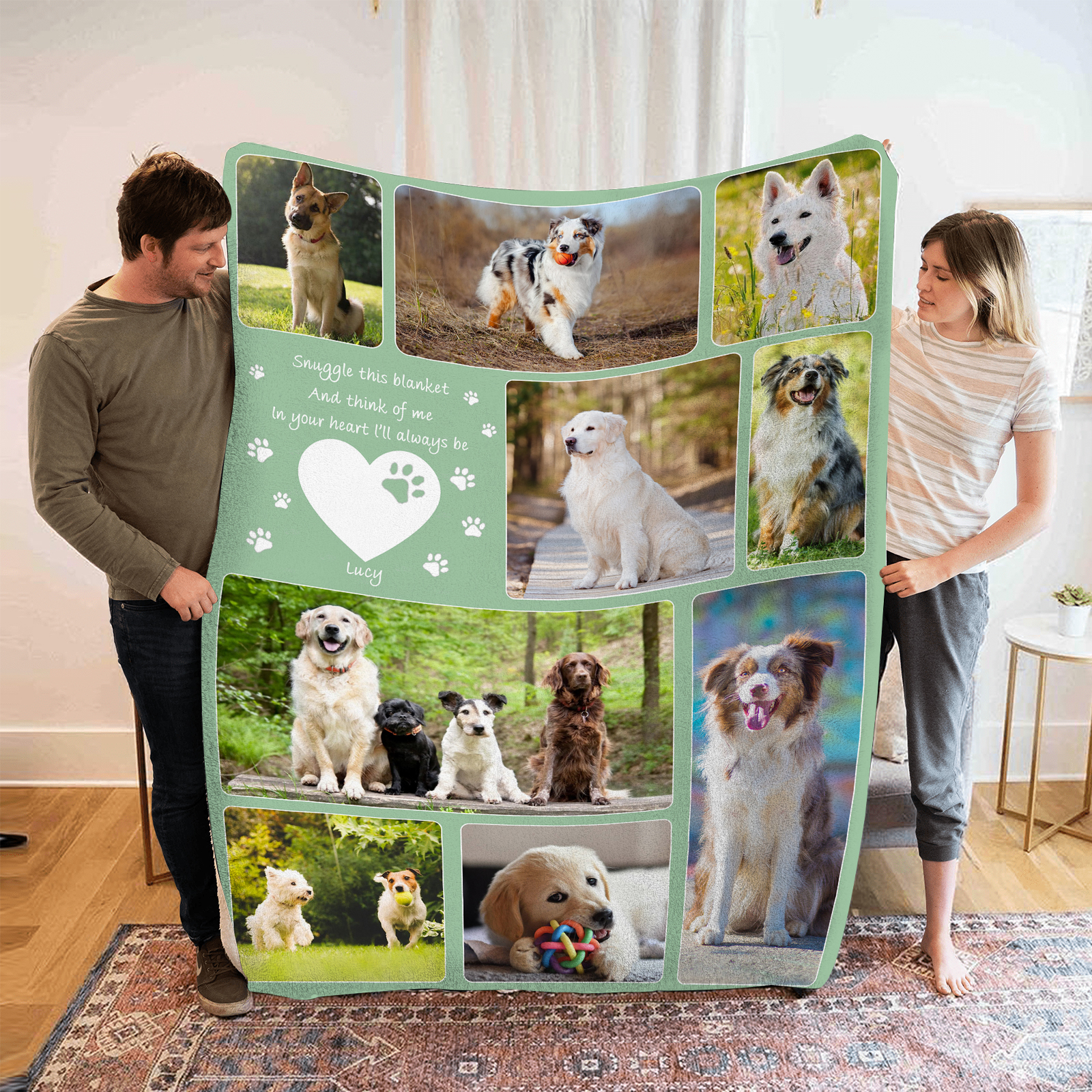 Personalised Memorial Blanket for Pets with 9 Photos & 1 Name Cherish Beloved Memories-Jessemade AU