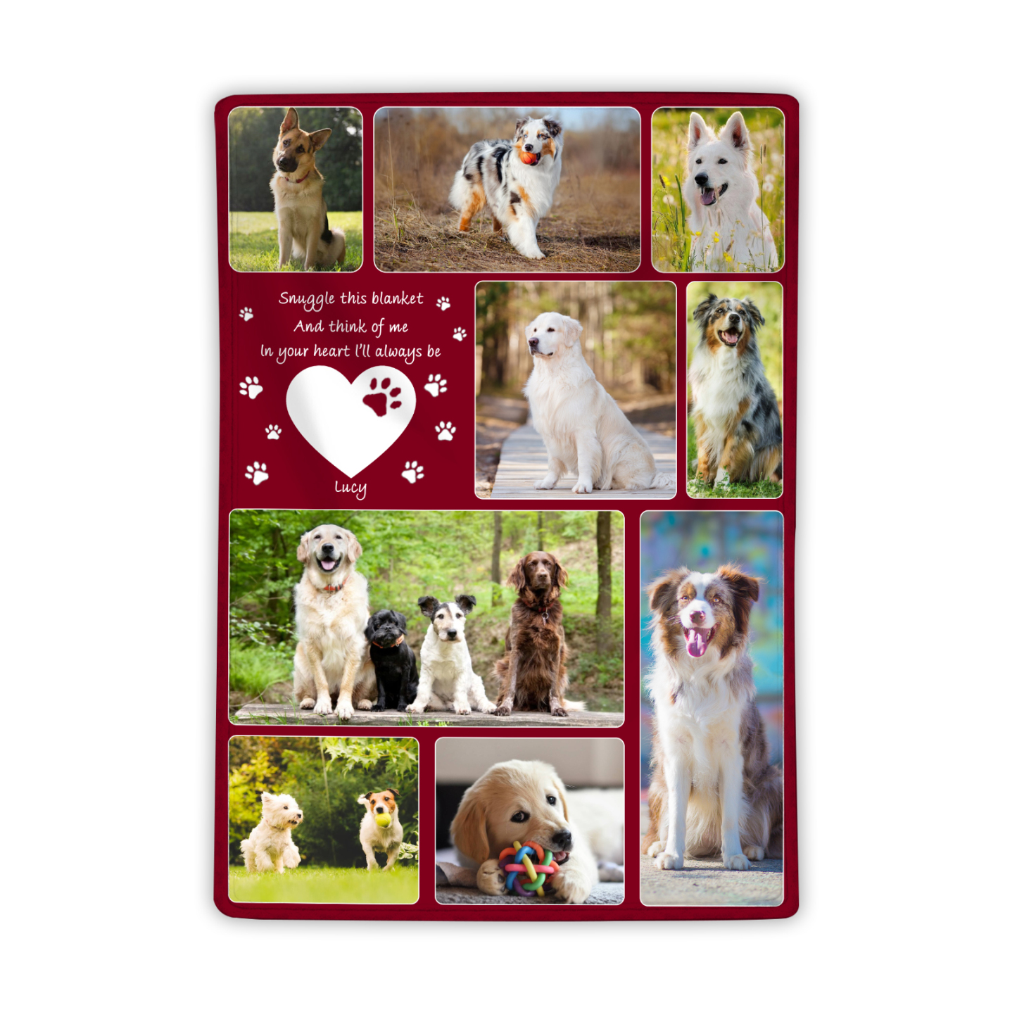 Personalised Memorial Blanket for Pets with 9 Photos & 1 Name Cherish Beloved Memories-Jessemade AU