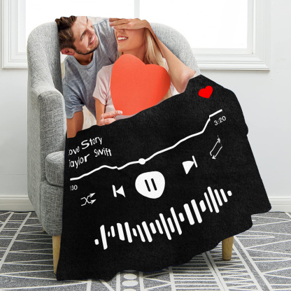 Personalised Blanket with Photo and Music Flannel Blanket for Couple