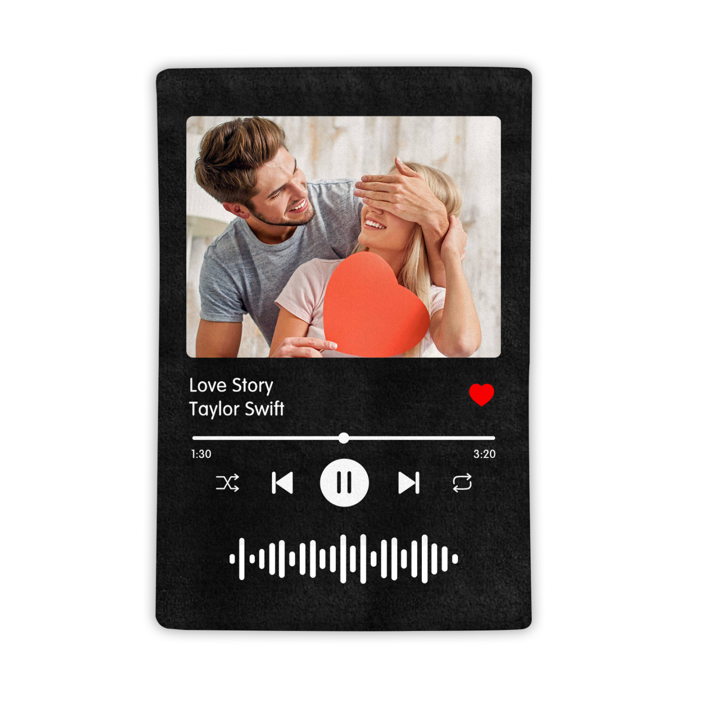 Personalised Blanket with Photo and Music Flannel Blanket for Couple