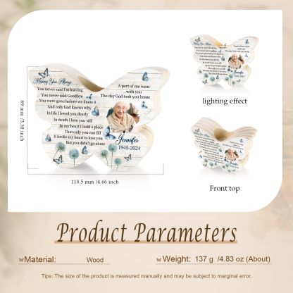 Personalised Butterfly Candle Holder with Custom Photo Name & Date A Unique Memorial Gift for Christmas-Jessemade AU