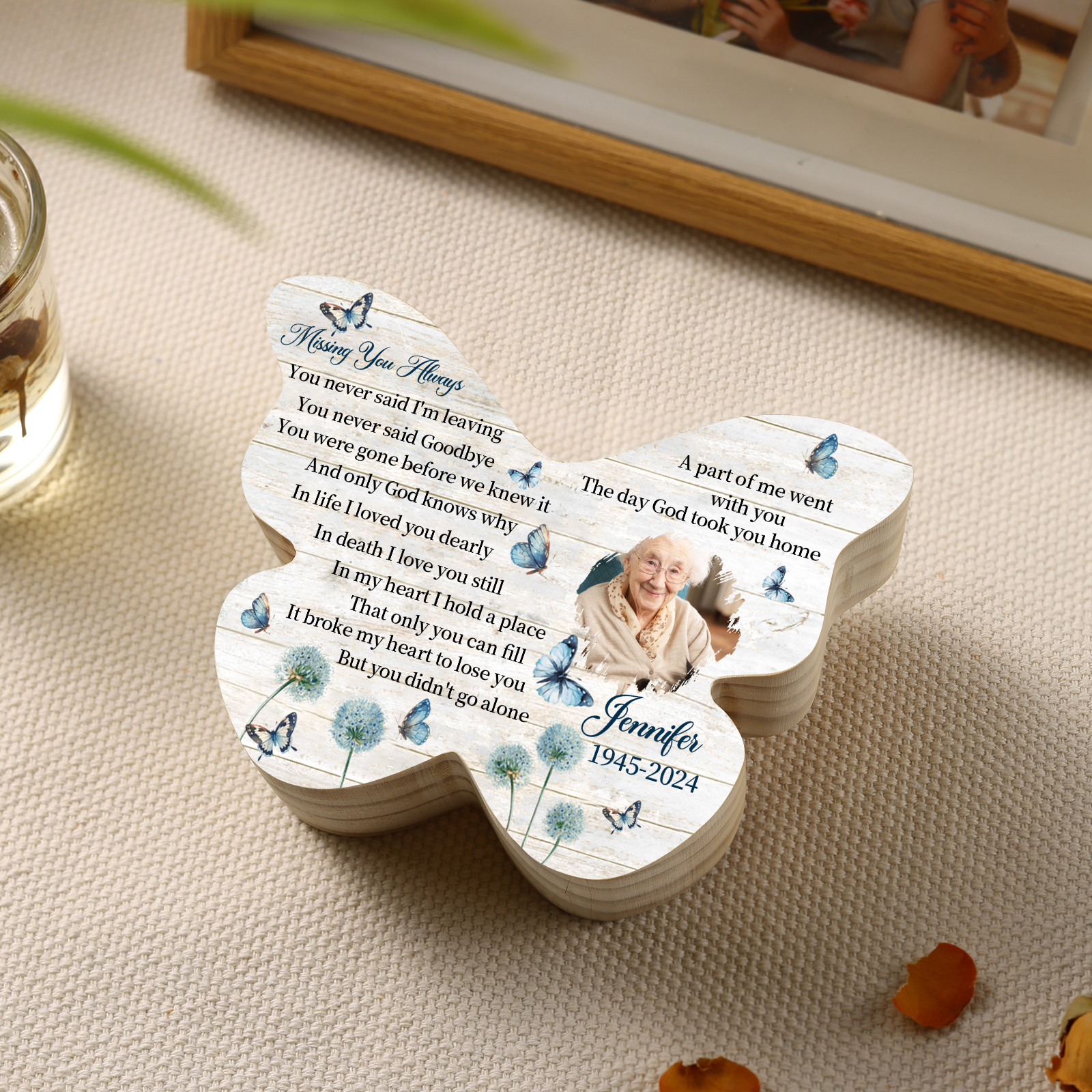 Personalised Butterfly Candle Holder with Custom Photo Name & Date A Unique Memorial Gift for Christmas-Jessemade AU