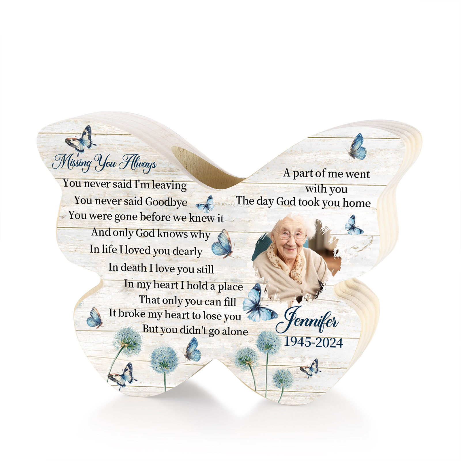Personalised Butterfly Candle Holder with Custom Photo Name & Date A Unique Memorial Gift for Christmas-Jessemade AU