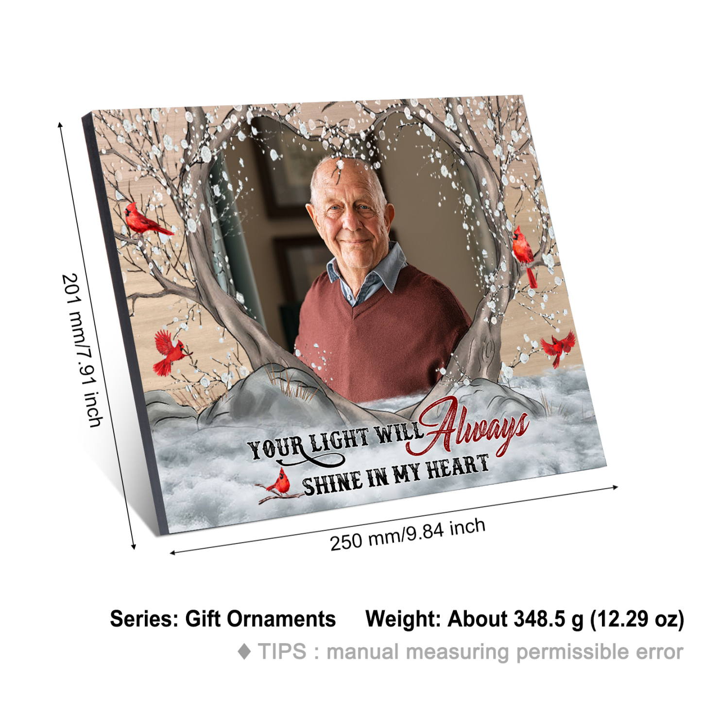 Personalised Wooden Plaque with Photo Home Decor Memorial Gifts - Your Light Will Always Shine In My Heart-Jessemade AU