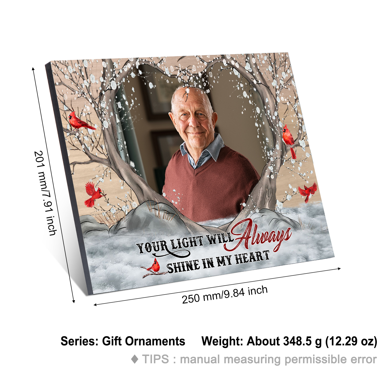 Personalised Wooden Plaque with Photo Home Decor Memorial Gifts - Your Light Will Always Shine In My Heart-Jessemade AU