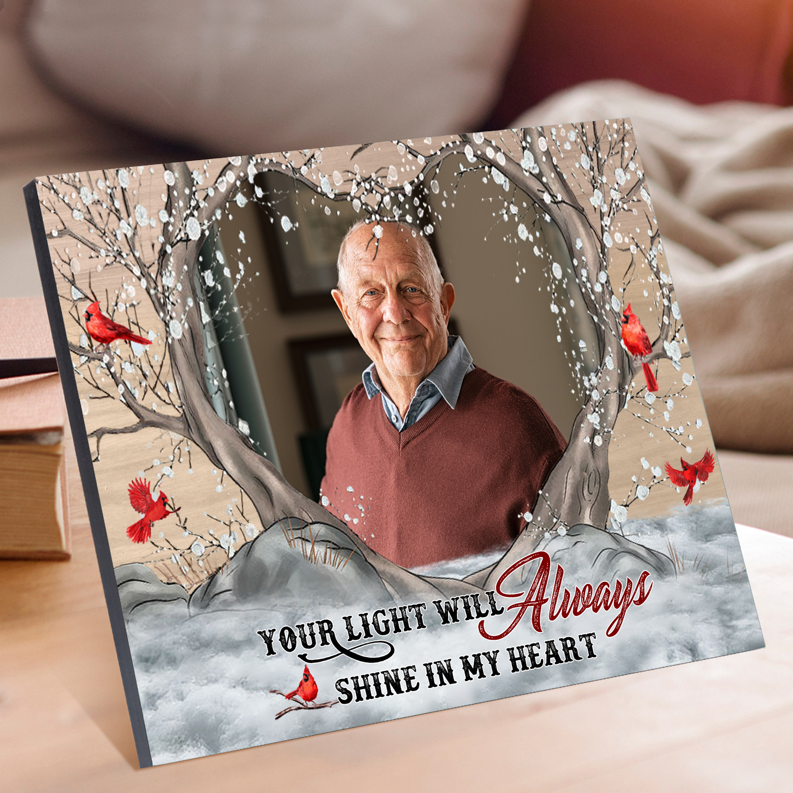 Personalised Wooden Plaque with Photo Home Decor Memorial Gifts - Your Light Will Always Shine In My Heart-Jessemade AU