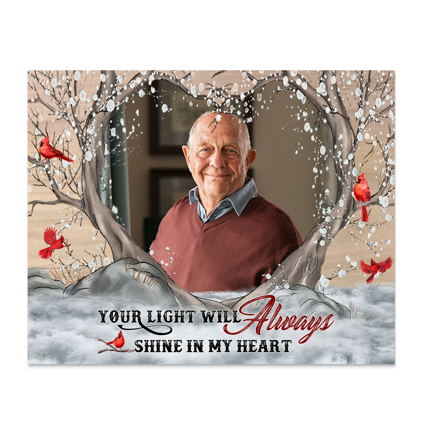 Personalised Wooden Plaque with Photo Home Decor Memorial Gifts - Your Light Will Always Shine In My Heart-Jessemade AU