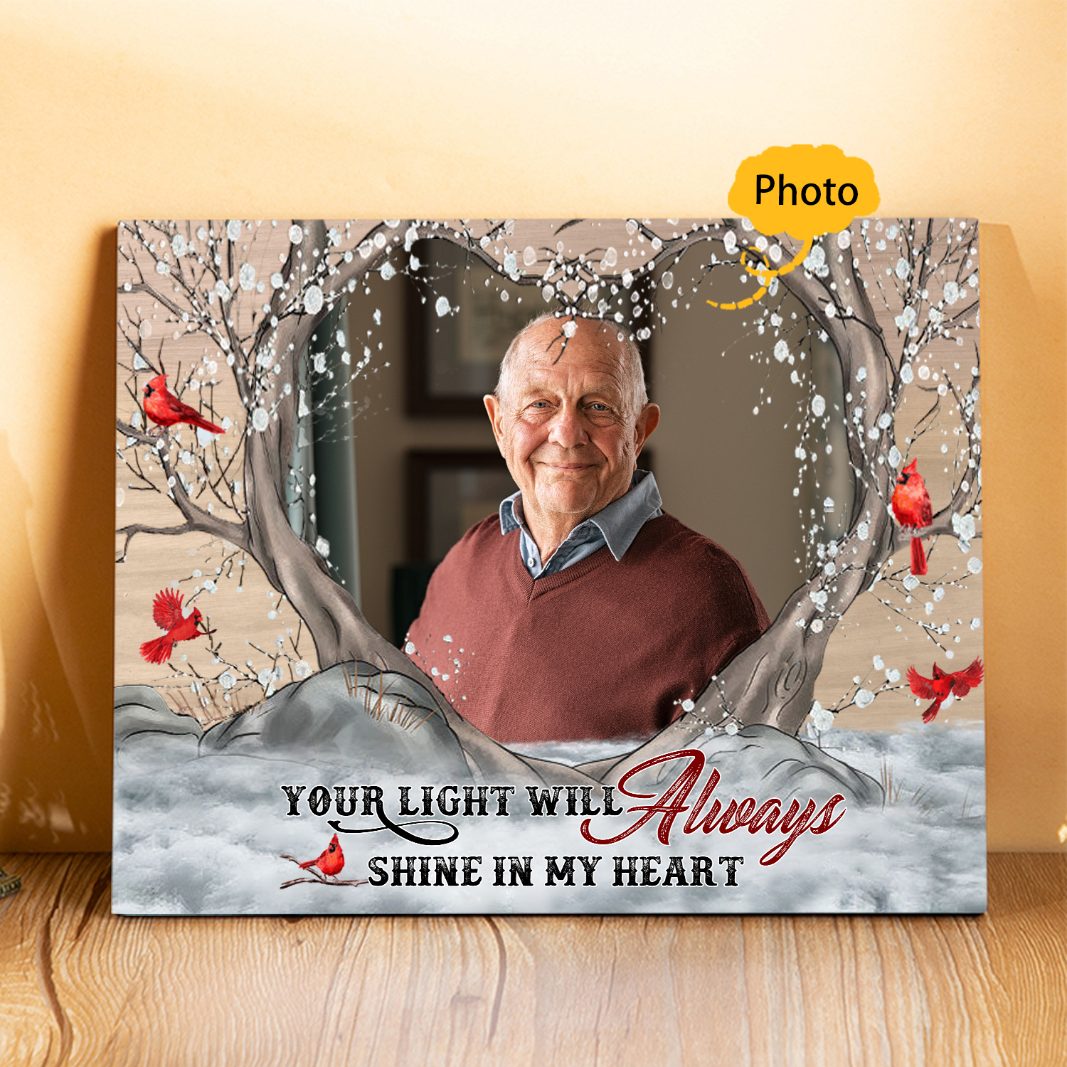 Personalised Wooden Plaque with Photo Home Decor Memorial Gifts - Your Light Will Always Shine In My Heart-Jessemade AU