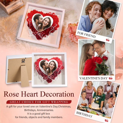 Personalised Heart Rose Frame with Photo Names & Message Perfect for Valentine-Jessemade AU
