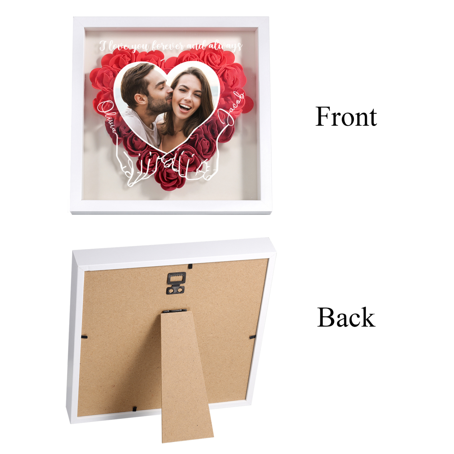 Personalised Heart Rose Frame with Photo Names & Message Perfect for Valentine-Jessemade AU