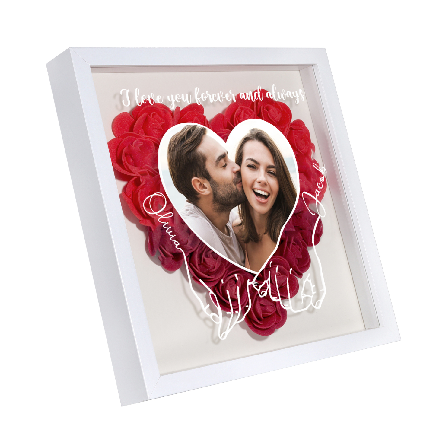 Personalised Heart Rose Frame with Photo Names & Message Perfect for Valentine-Jessemade AU